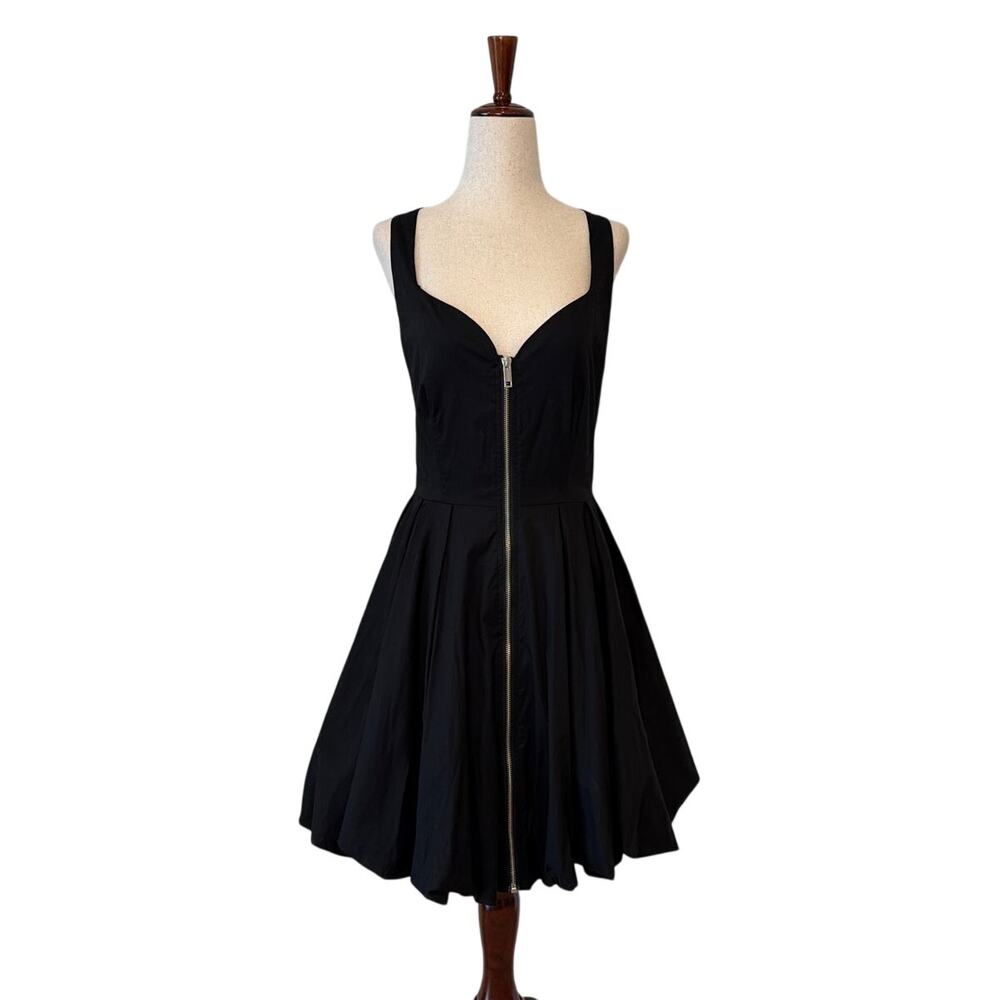 NWOT Steve Madden Haiden Exposed Zip Bubble Hem Mini Dress, Black, Women's XL